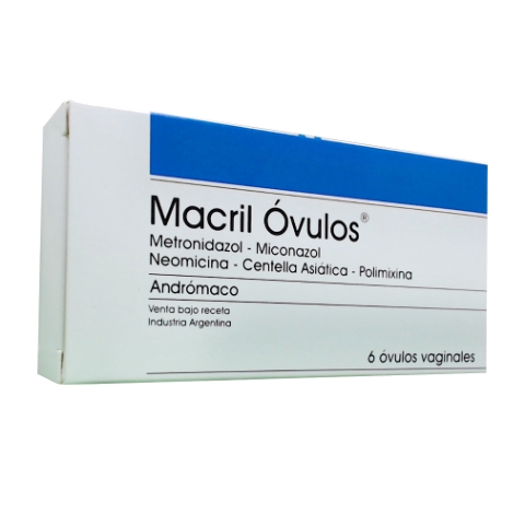 Macril Metronidazol + Miconazol 300mg/100 mg Andrómaco Caja x 6 Óvulos