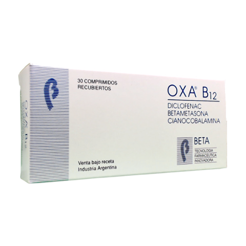 Oxa B12 Diclofenaco Potásico + Cianocobalamina + Betametasona 50mg/5mg/0.3mg Beta Caja x 30 Comprimidos