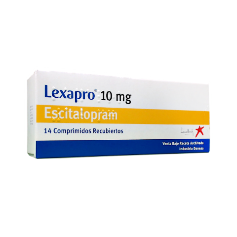 Lexapro Escitalopram 10 mg Lundbeck Caja x 14 Comprimidos