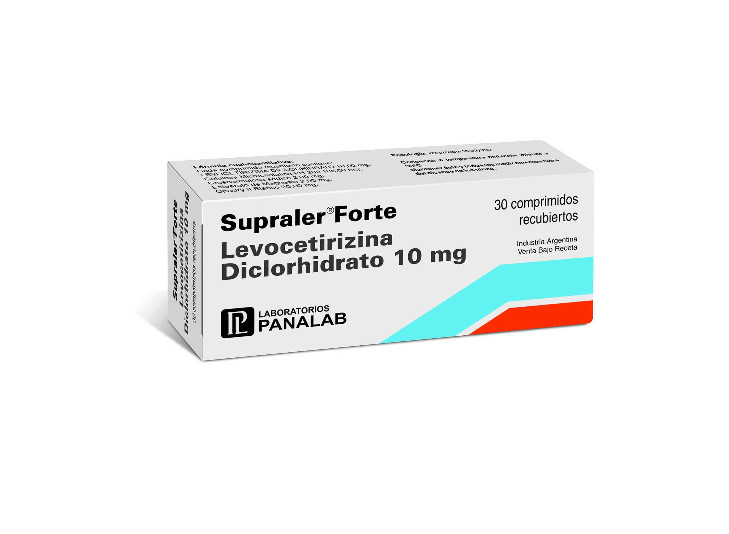 Supraler Forte Levocetirizina Diclorhidrato 10 mg Panalab Caja x 30 Comprimidos