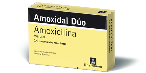 Amoxidal Duo Amoxicilina 875 mg Roemmers Caja x 14 Comprimidos