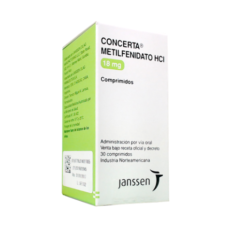 Concerta Metilfenidato 18 mg Janssen Caja x 30 Comprimidos de ...