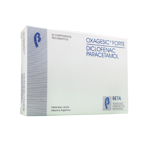 Oxagesic Forte Paracetamol + Diclofenaco 500mg/50mg Beta Caja x 30 Comprimidos