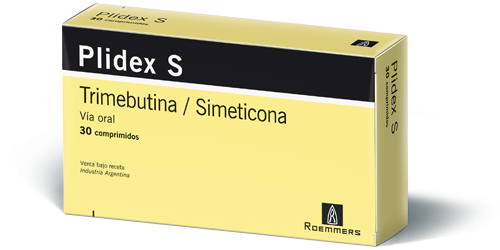 Plidex Trimebutina + Simeticona 200mg/120mg Roemmers Caja x 60 Comprimidos