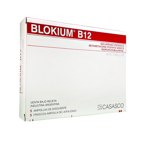 Blokium B12 Diclofenac + B12 + Betametasona Casasco Caja x 5 Inyectables