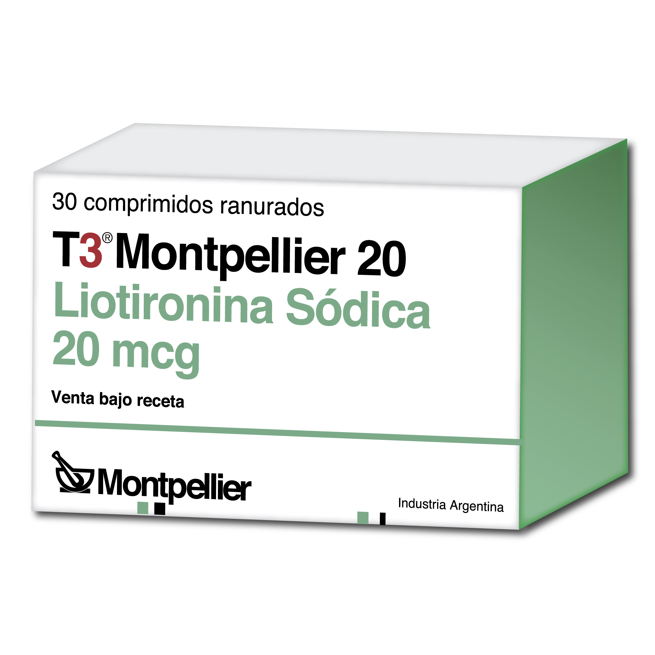 T3 Montpellier 20 Liotironina Sódica 20 mcg Montpellier Caja x 30 Comprimidos