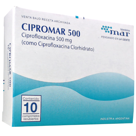 Cipromar 500 Ciprofloxacina 500 mg Mar Caja x 14 Comprimidos