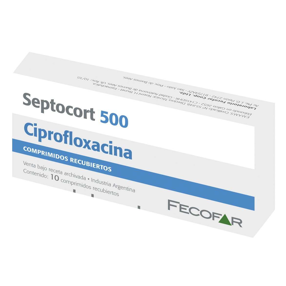Septocort Ciprofloxacina 500mg Varios Caja x 10 Comprimidos