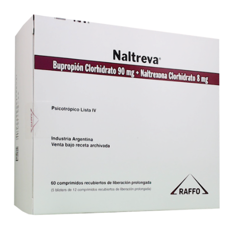 Naltreva Bupropion Clorhidrato + Naltrexona Clorhidrato 90mg/8mg Monte Verde Caja x 60 Comprimidos