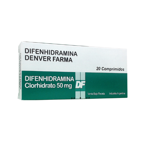 Difenhidramina Difenhidramina Clorhidrato 25 mg Denver Farma Caja x 20 Comprimidos