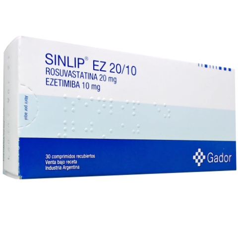 Sinlip Ezetimiba + Rosuvastatina 10mg/20mg Gador Caja x 30 Comprimidos