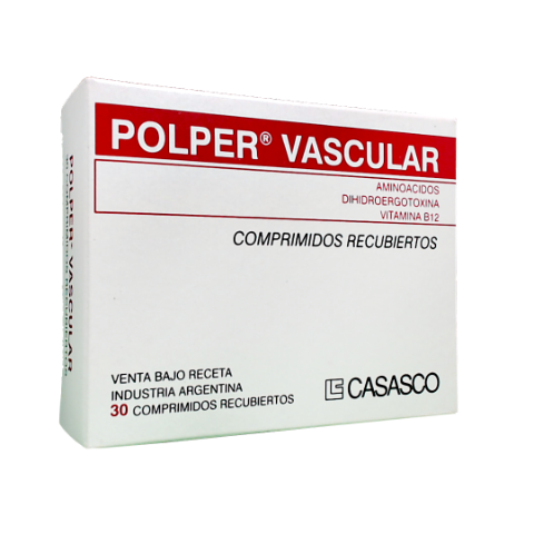 Polper Vascular Dihidroergotoxina Mesilato + Glutamina 6.75mg/150mg Casasco Caja x 30 Comprimidos