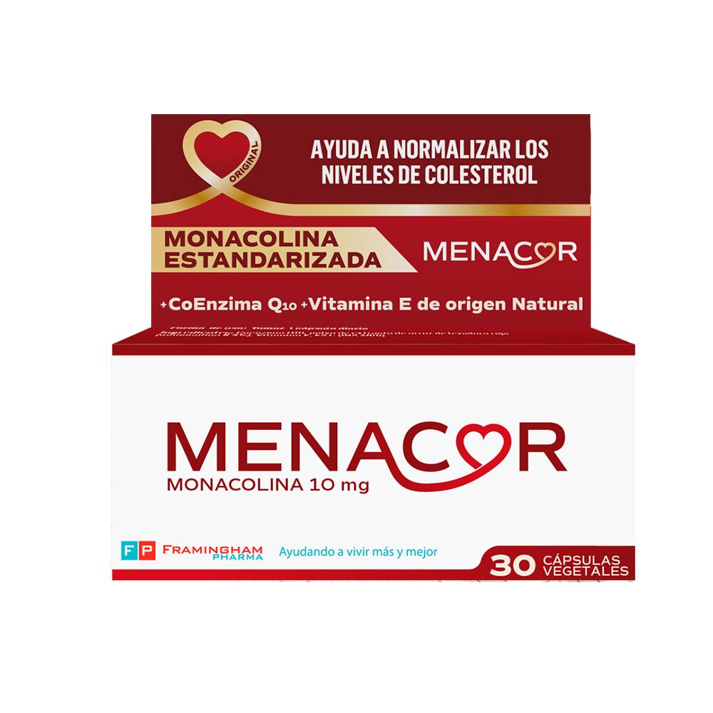 Menacor Monacolina K + Coenzima Q10 + Vitamina E Framigham Caja x 30 ...