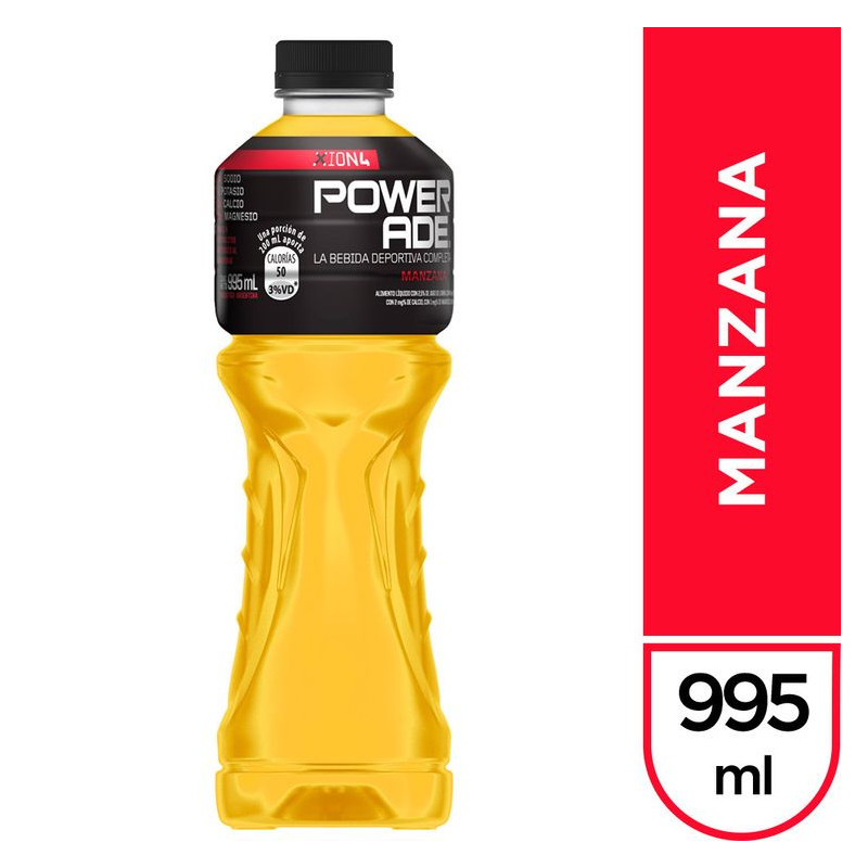 Bebida Powerade Hot Fill Manzana Frasco x 995 ml x 6 und