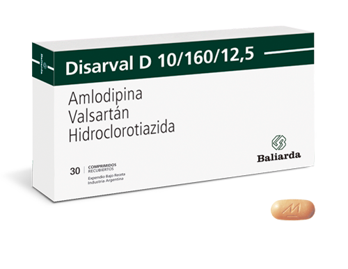 Disarval D Amlodipino + Valsartan + Hidroclorotiazida 10mg/160mg/12.5mg Baliarda Caja x 30 Comprimidos