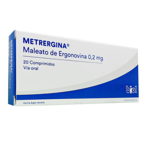 Metrergina Ergonovina Maleato 0.2 mg I.B.A Caja x 20 Comprimidos