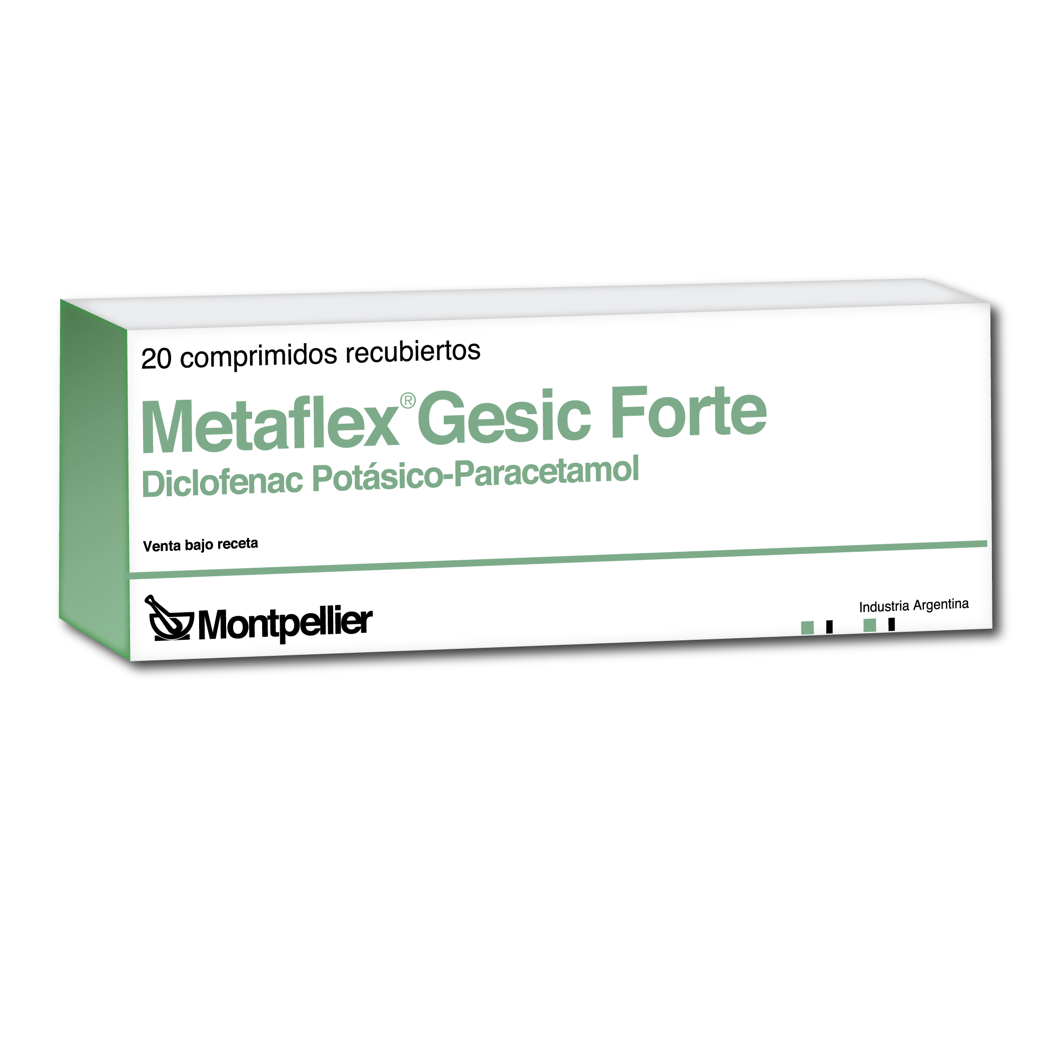 Metaflex Gesic Forte Paracetamol + Diclofenaco Potásico 500mg/50mg Montpellier Caja x 20 Comprimidos