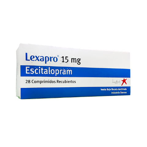 Lexapro Escitalopram 15 mg Lundbeck Caja x 28 Comprimidos