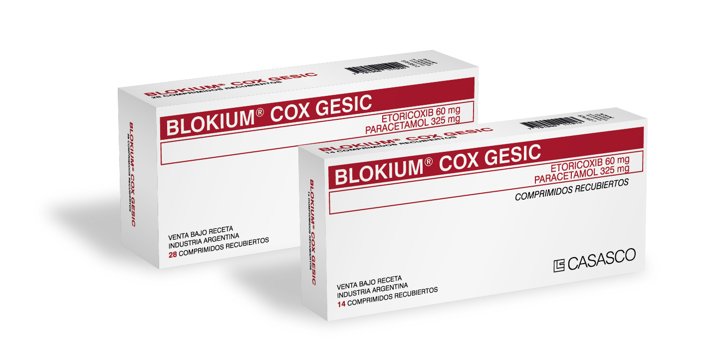 BloKium Cox Gesic Etoricoxib + Paracetamol 60mg/325 mg Casasco Caja x 14 Comprimidos Recubiertos