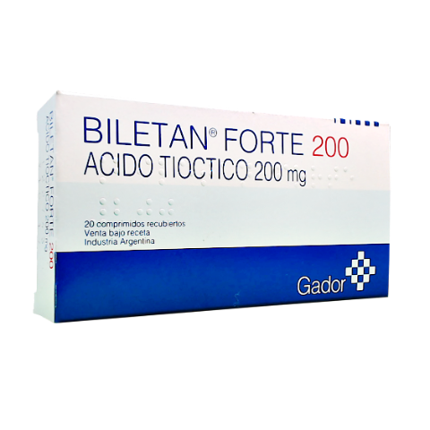 Biletan Forte Ácido Tiotico 200 mg Gador Caja x 20 Comprimidos