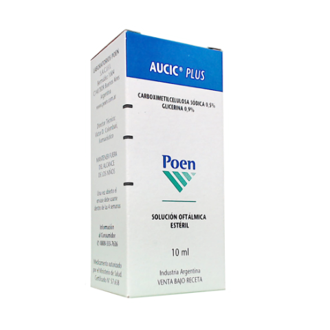 Aucic Plus Carboximetilcelulosa Sódica + Glicerol 5mg/ml/9mg/ml Poen Solución Oftálmica x 10 ml