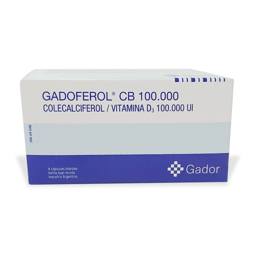 Gadoferol CB Calcio Citrato + Vitamina D3 100000 UI Gador Caja x 4 Cápsulas