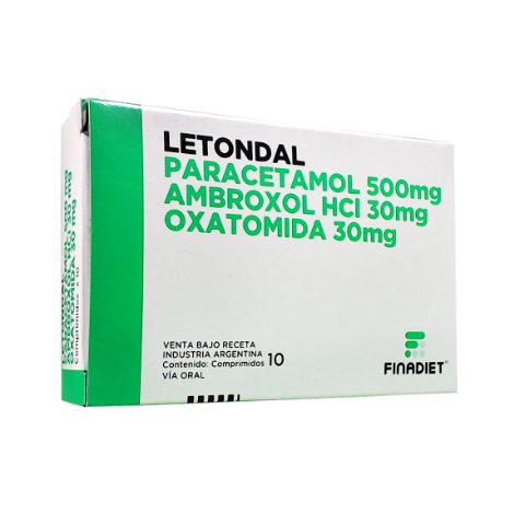 Letondal Paracetamol + Clorhidrato 500mg/30mg Finadiet Caja x 10 Comprimidos