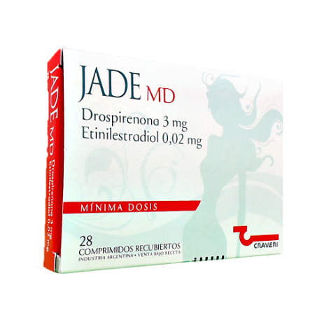 Jade MD Drospirenona + Etinilestradiol 3mg/0,02mg Craveri Caja x 28 Comprimidos