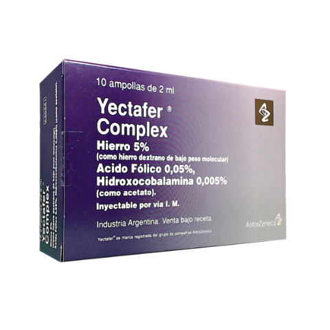 Yectafer Complex Hierro + Ácido Fólico + Vitamina B12 Lazar Caja x 10 ...
