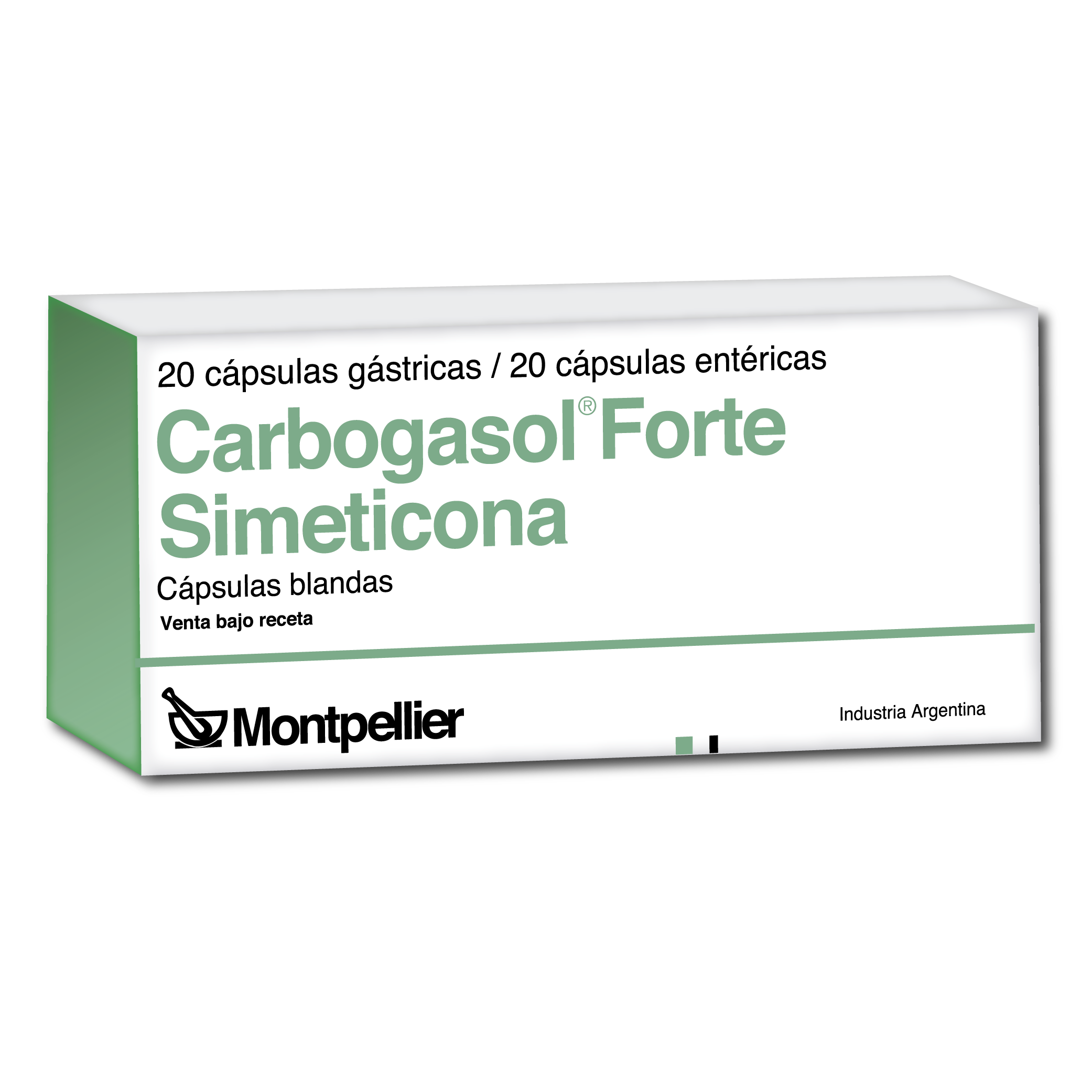 Carbogasol Forte Simeticona 100mg Montpellier Envase x 40 Cápsulas