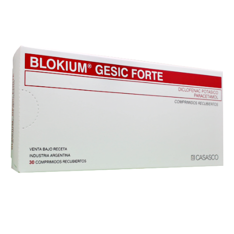 Blokium Gesic Forte Paracetamol + Diclofenaco Potásico 500mg/50mg Casasco Caja x 30 Comprimidos