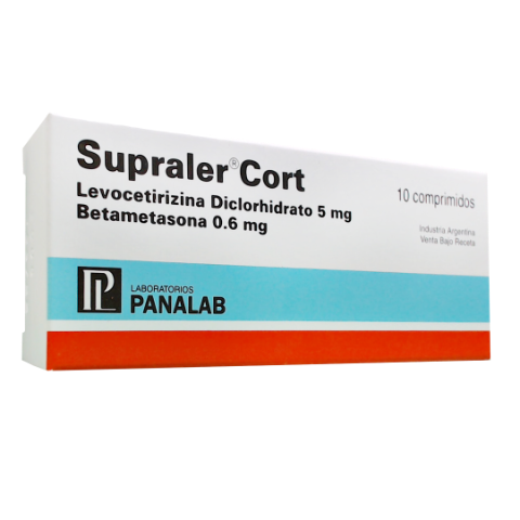 Supraler Cort Betametasona + Levocetirizina Diclorohidrato 0.6mg/5mg Panalab Caja x 10 Comprimidos