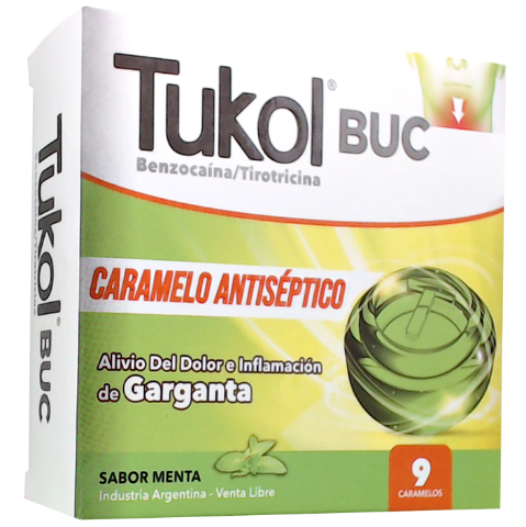 Tukol Buc Benzocaina 5 mg Genomma Caja x 9 Caramelos