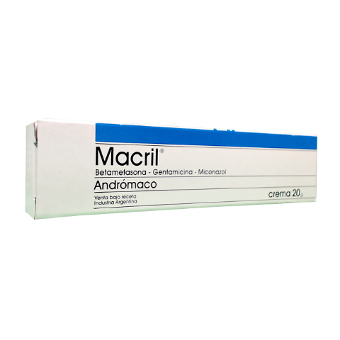 Macril Betametason 17-Valerato + Miconazol Nitrato + Gentamicina 0.1g/100g/2g/100g/0.1g/100g Andrómaco Crema x 20 g