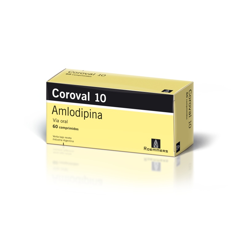 Coroval Amlodipina 10 mg Roemmers Envase x 60 Comprimidos