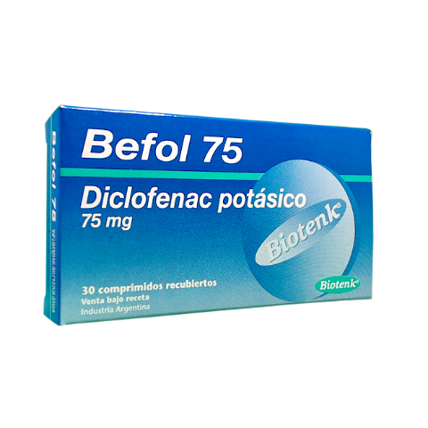 Befol Diclofenaco Potásico 75 mg Biotenk Caja x 30 Comprimidos