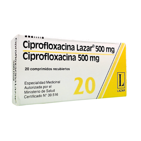 Ciprofloxacina 500 mg Lazar y Cia Caja x 20 Comprimidos