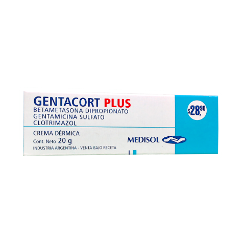 Gentacort Plus Betametasona + Clotrimazol + Gentamicina 0,1%/1%/0,1% Cassará Crema x 20 g