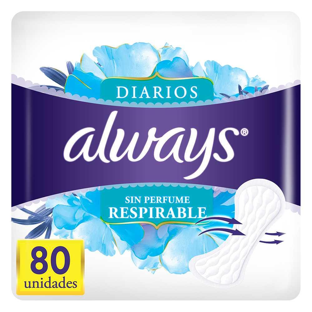 Protector diario Always Loción Respirable Caja x 80 und