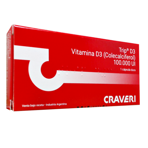 Trip D3 Calcio Colecalciferol 100000 ui CraveriI Siegfried Caja x 1 Cápsula