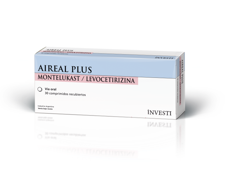 Aireal Plus Montelukast + Levocetirizina 10mg/5mg Siegfried Caja x 30 Comprimidos