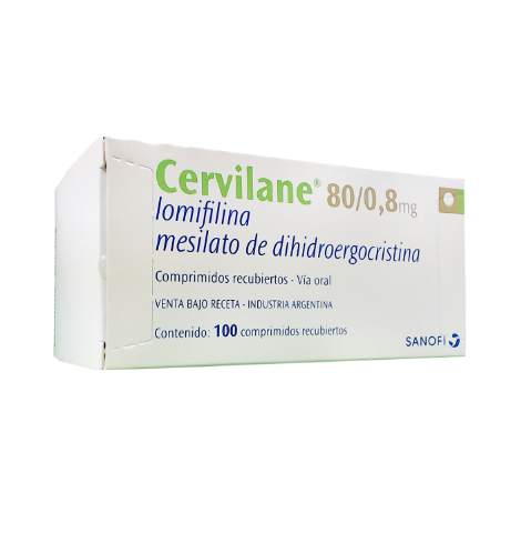 Cervilane Lomifilina + Dihidroergocristina Mesilato 80mg/0.8mg Pharmadorf Caja x 100 Comprimidos