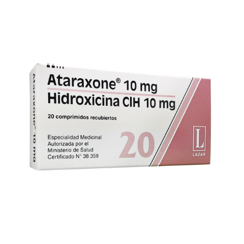 Ataraxone Hidroxicina Clorhidrato 10 mg Lazar y Cia Caja x 20 Comprimidos