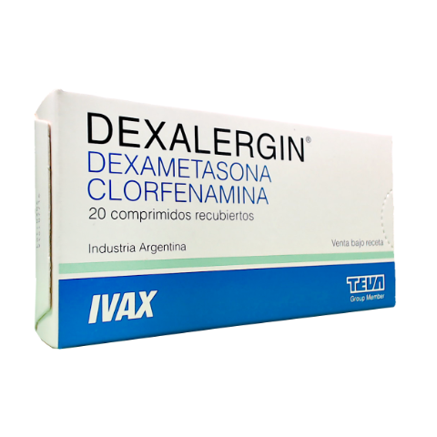 Dexalergin Dexametasona + Clorfenamina Maleato 0.25mg/2mg Ivax Caja x 20 Comprimidos