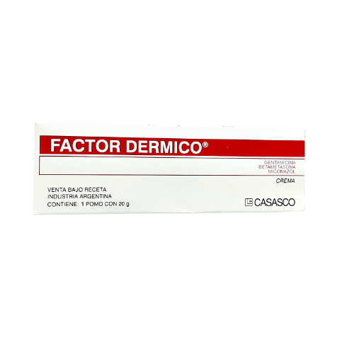 Factor Dérmico Betametasona 17-Valerato + Miconazol Nitrato + Gentamicina 0.1 %/2 %/0.1 % Casasco Crema x 20 g
