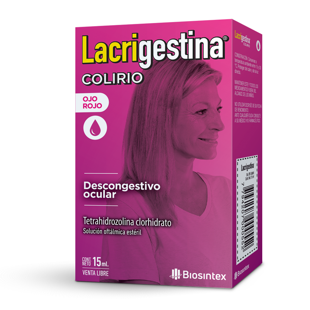 Lacrigestina Colirio Tetrazolina 0.01 g Biosintex Solución Oftálimca ...