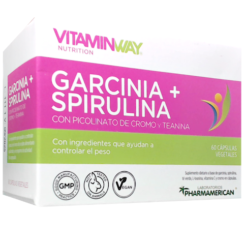 Garcinia+Spirulina Garcinia Cambogia + Spirulina + Té Verde 25mg/65mg/62.5mg Pharmamerican Caja x 60 Cápsulas