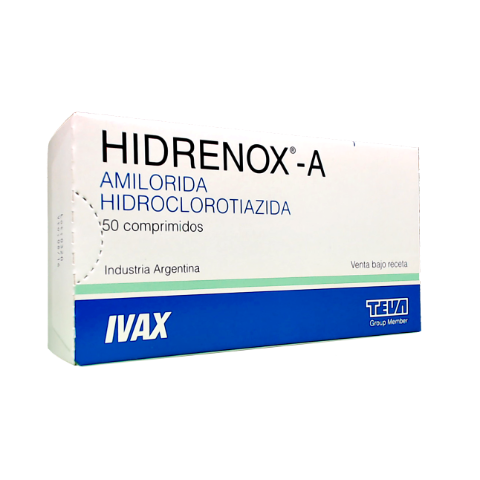 Hidrenox Amilorida Clorhidrato + Hidroclorotiazida 5mg/50mg Ivax Caja x 50 Comprimidos