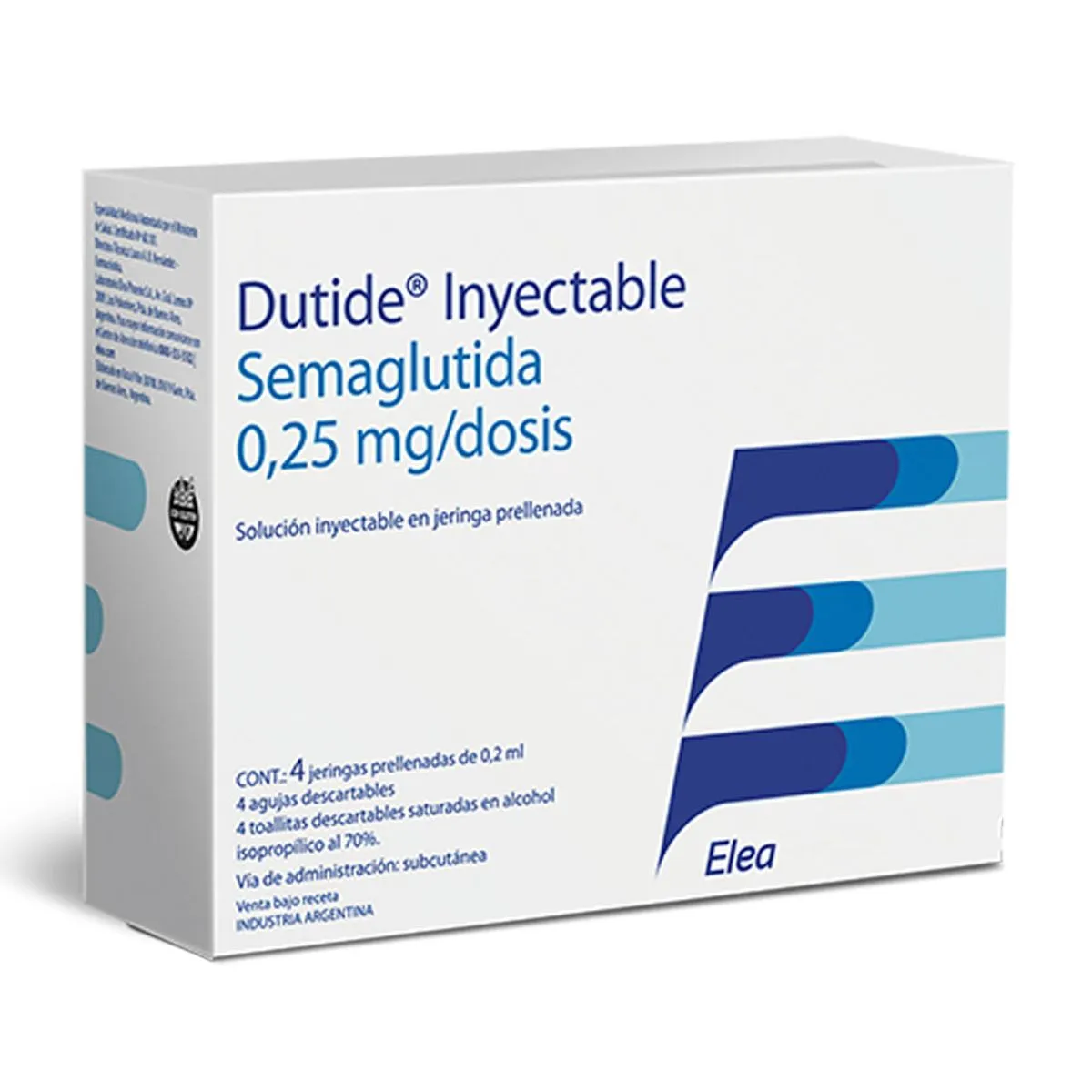 semaglutide 0.25 mg precio Dutide Semaglutida 0.25 mg Elea Phoenix Estuche Caja x 4 Jeringas  Inyectables