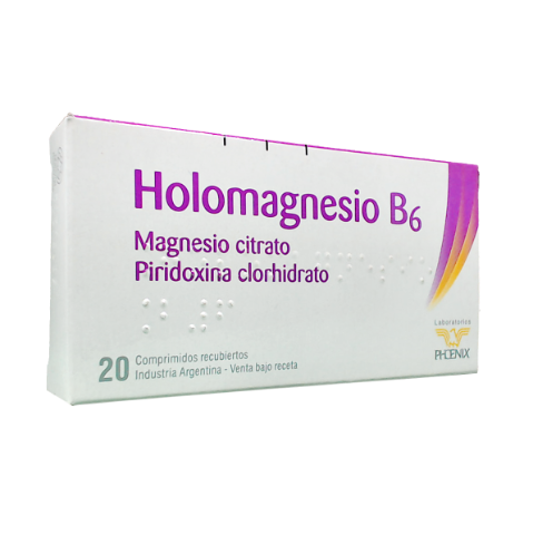 Holomagnesio B6 Citrato de Magnesio + Piridoina Clorhidrato 53mg/125mg Elea Pheonix Caja x 20 Comprimidos